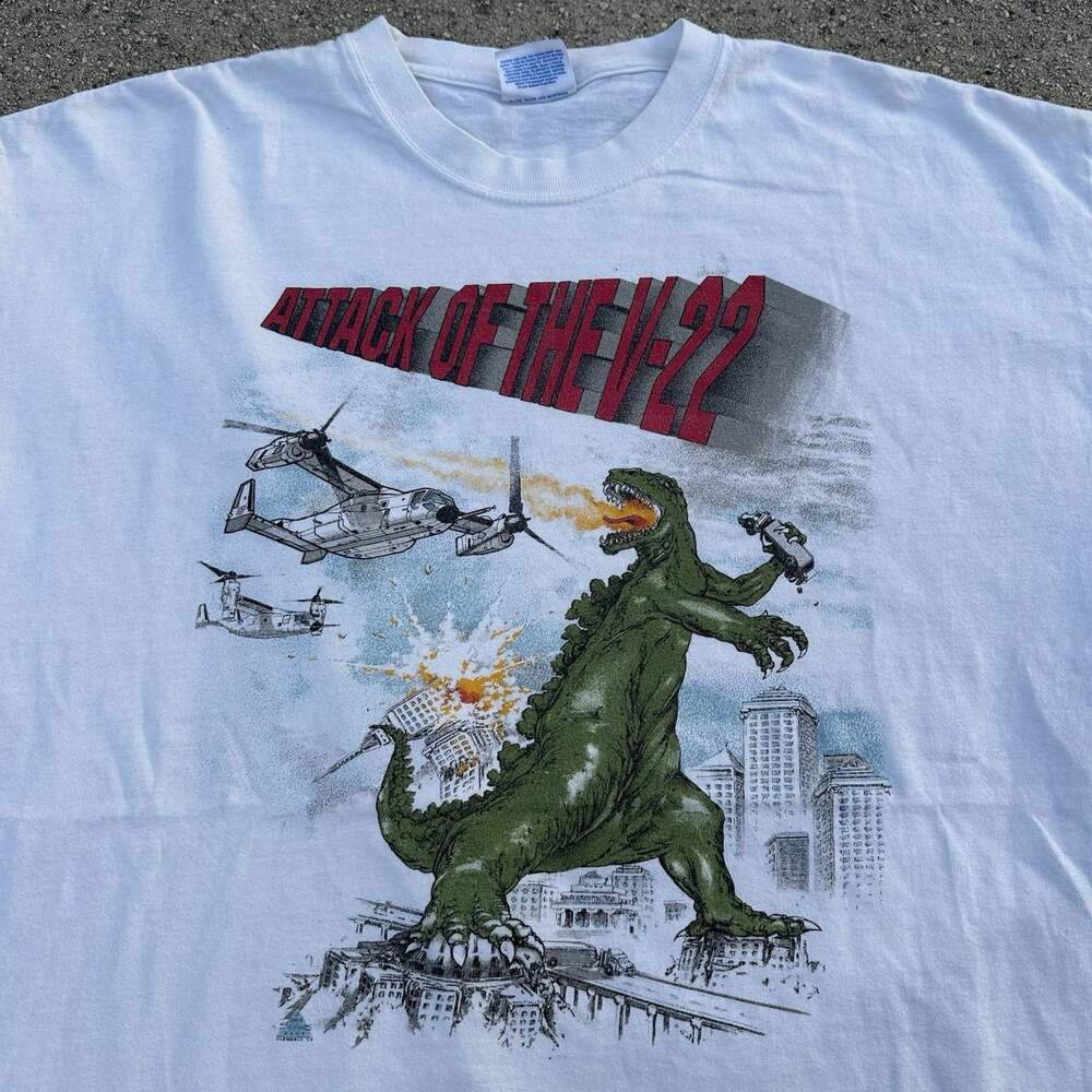 Vintage 2003 Godzilla Attack of the V-22 Tee XL Sophos Boeing Army Military RARE